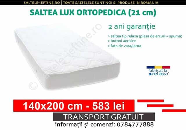 Saltea 140x200 Lux Ortopedica cu livrare gratuita(+inca 33 dimensiuni)