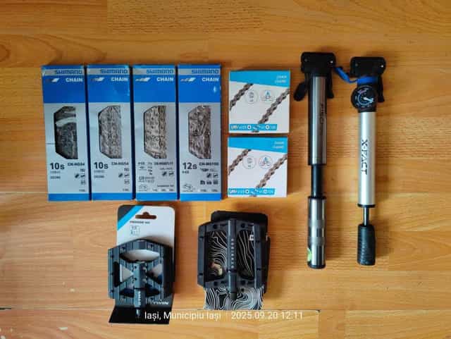 Piese  bicicleta; Lanțuri Shimano Deore, Pedale, Pompe,(Super Ofertă).