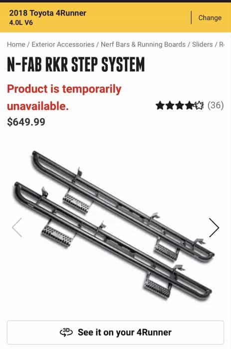 Progi stopnie boczne toyota 4runner TRD