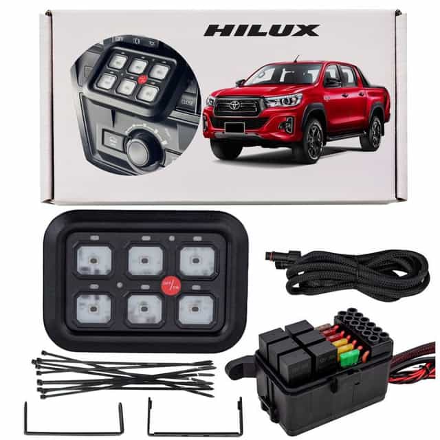 zespół przełączników offroad led panel 6 przewodów toyota hilux
