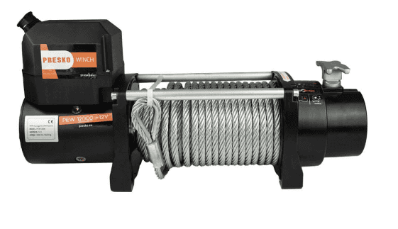 Elektrický naviják 12V se syntetickým/ocelovým lanem