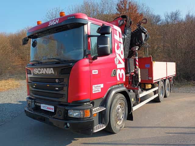 Scania G410 +Fassi 545+valník,ČR,1MAJ