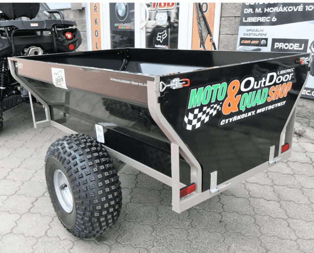 Vozík za čtyřkolku kovový, plechový Shark WOOD 550, černý