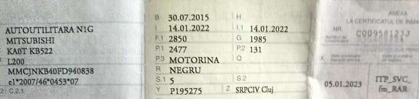 Mitsubishi L200 - Autoutilitară N1G, 2.5 Diesel, 4x4 - Florești, Cluj