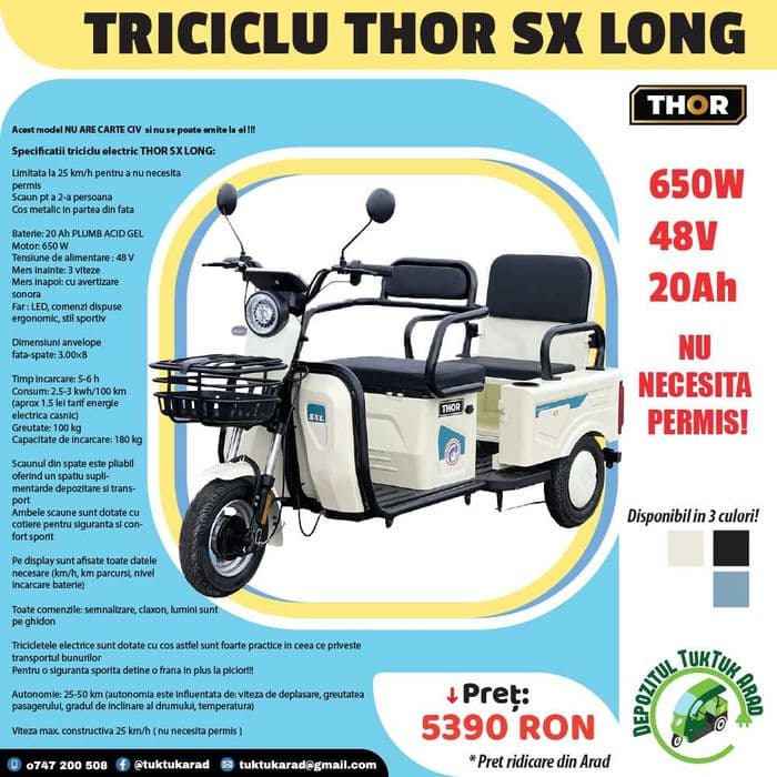Triciclu persoane + transport FARA PERMIS AUTO + CIV!!!
