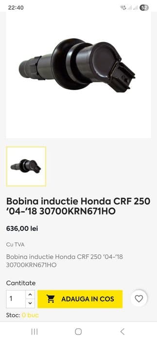 Bobina inductie Honda crf 250 R Roata fata