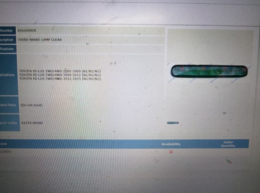 Stop oblon Toyota hi-lux hilux lampa stop hilux piese caroserie hilux