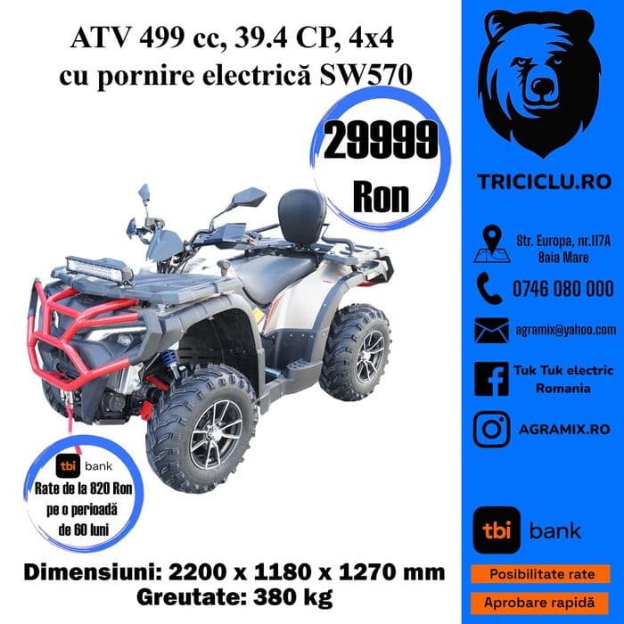 ATV pe benzina 500 cc pornire electrica