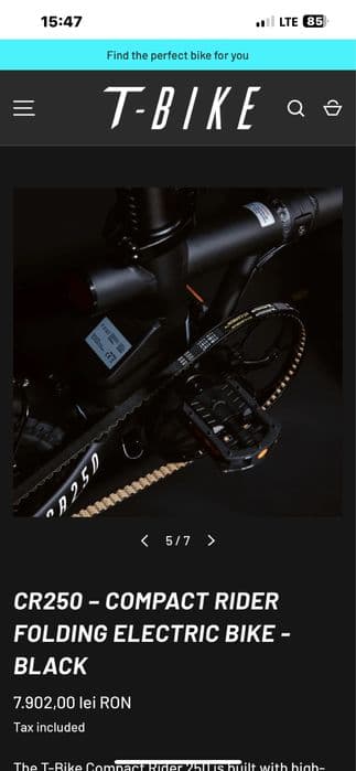 Bicicleta electrica T-BIKE CR250 Neagra