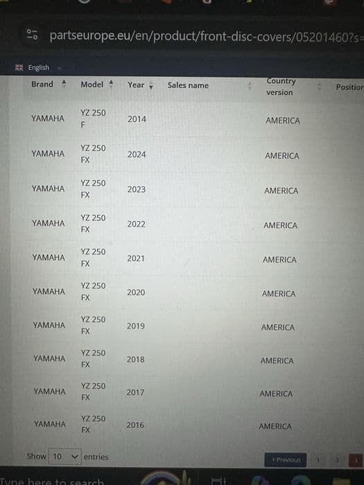 Protectie disc frana fata Yamaha YZ