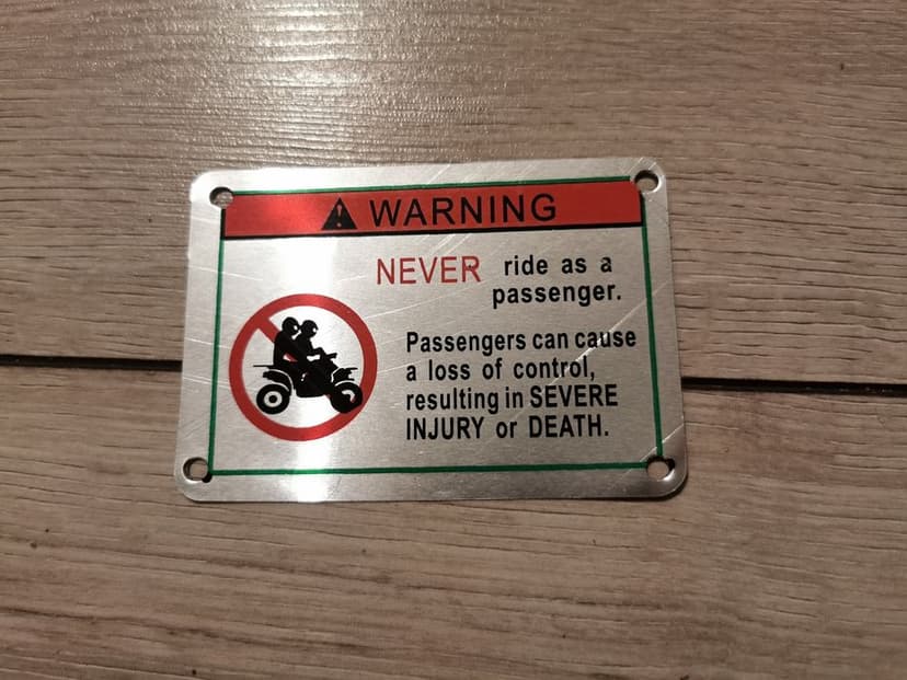 Tabliczki ostrzegawcze blotnik quad atv YAMAHA GRIZZLY KODIAK