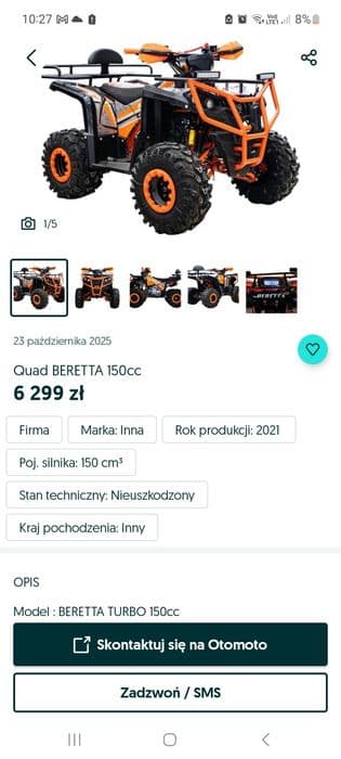 Quad beretta turbo 150cc XXL jak nowy