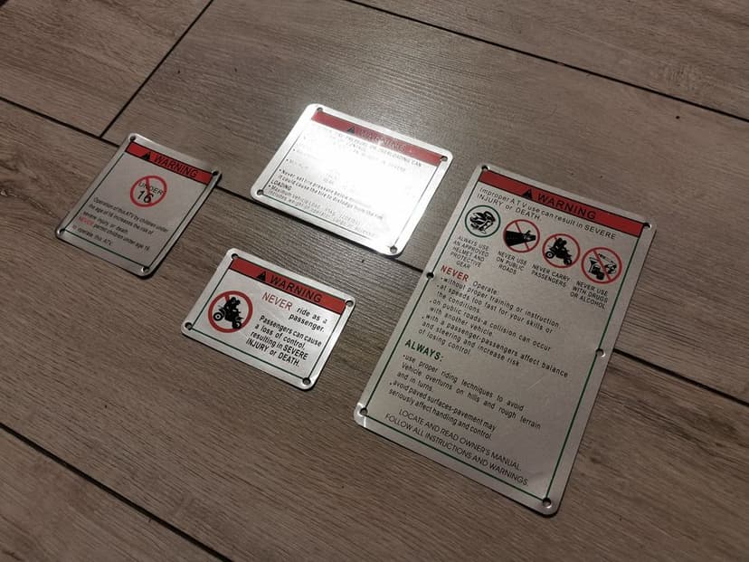 Tabliczki ostrzegawcze blotnik quad atv YAMAHA GRIZZLY KODIAK