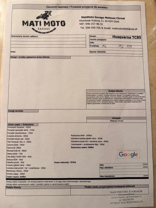 Motocykl Husqvarna TC85 2023 Perfekcyjny stan