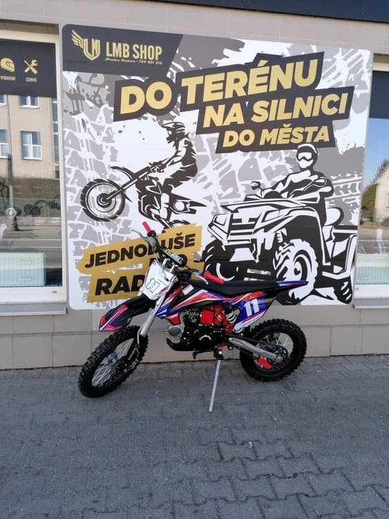 Pitbike Shark E-start 125ccm 17x14 červená