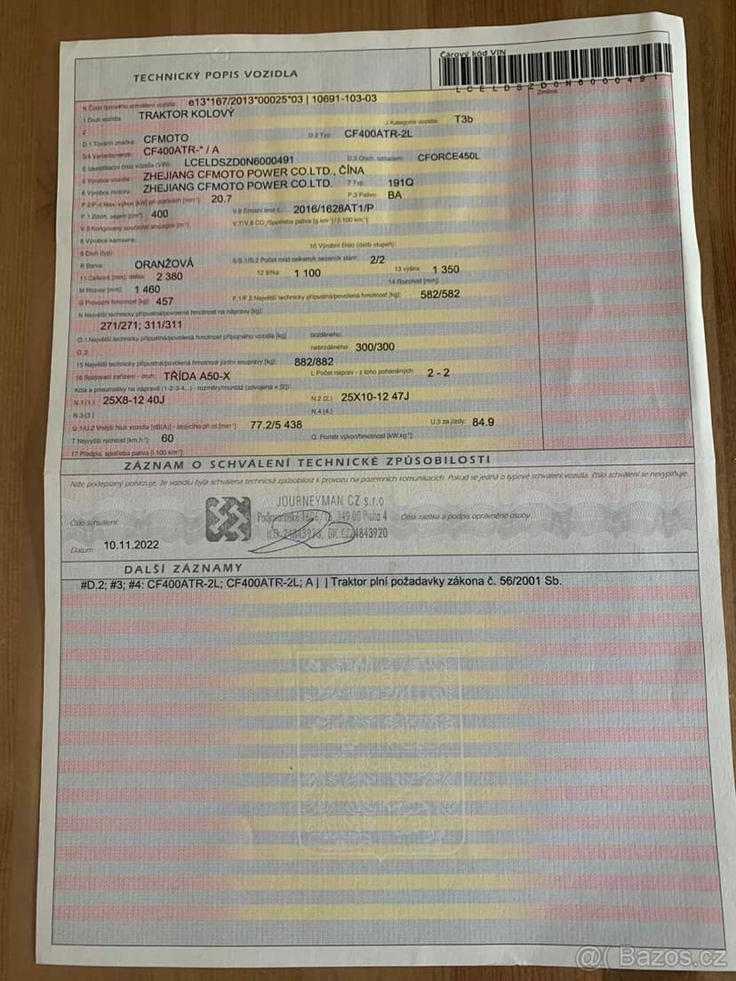 Čtyřkolka CFMOTO CFORCE 450L