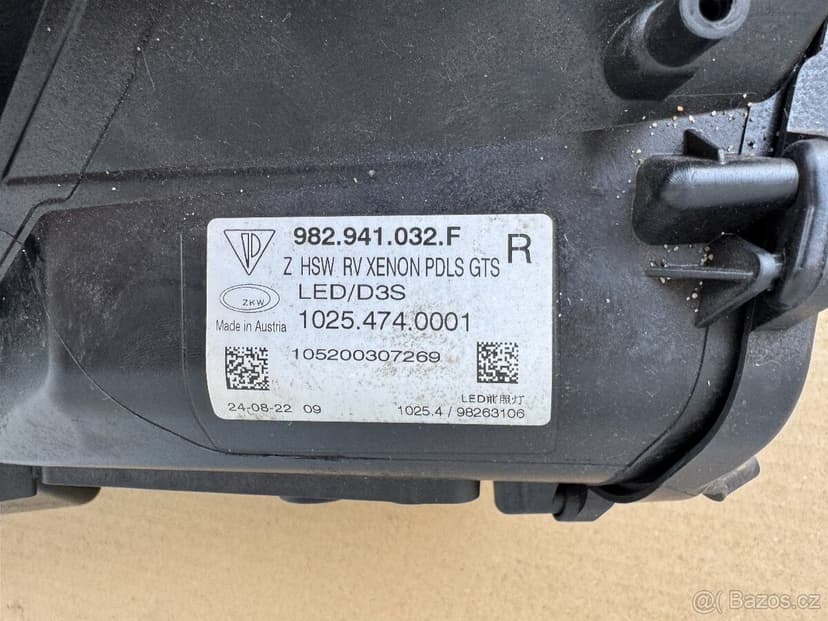 pravý LED xenon PORSCHE CAYMAN 718 BOXSTER 982 GTS