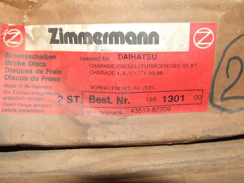 Prodám brzdové kotouče Toyota, Daihatsu, Nissan