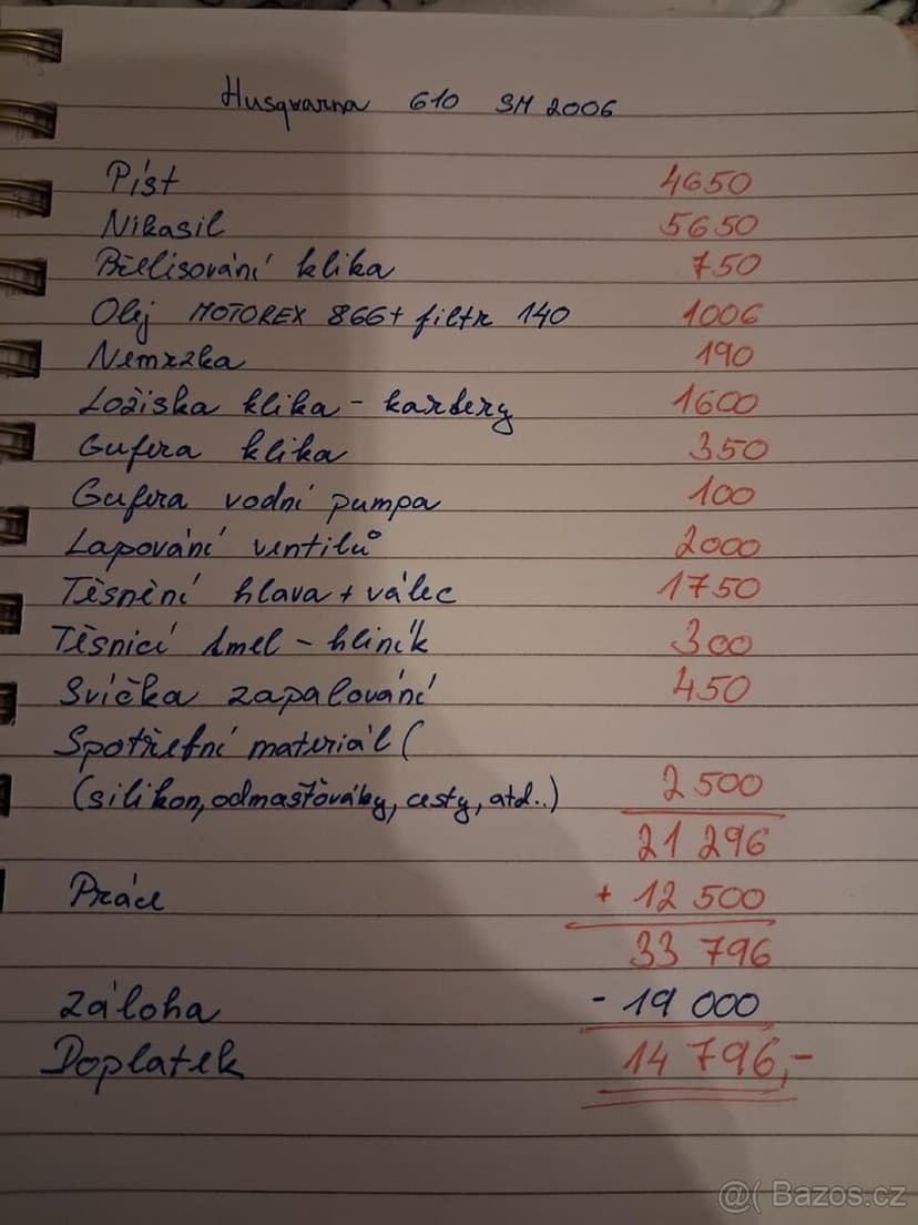 Husqvarna 610 sm kompletní GO motoru