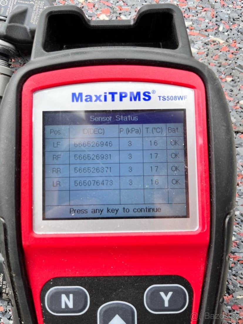 TPMS senzory tlaku ORIGINÁL VOLKSWAGEN - testovaný