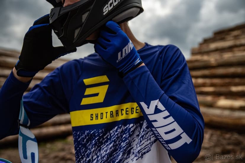 enduro motocross kvalitný set  shot modro-žltý