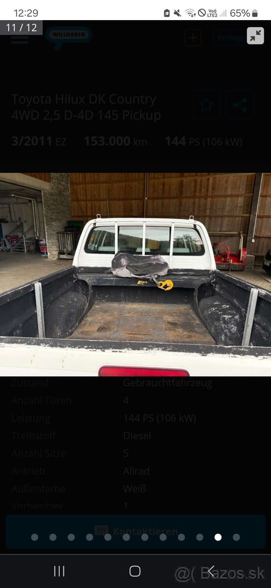 TOYOTA HILUX 2,5 DIESEL 4X4 ROK VÝROBY 2012