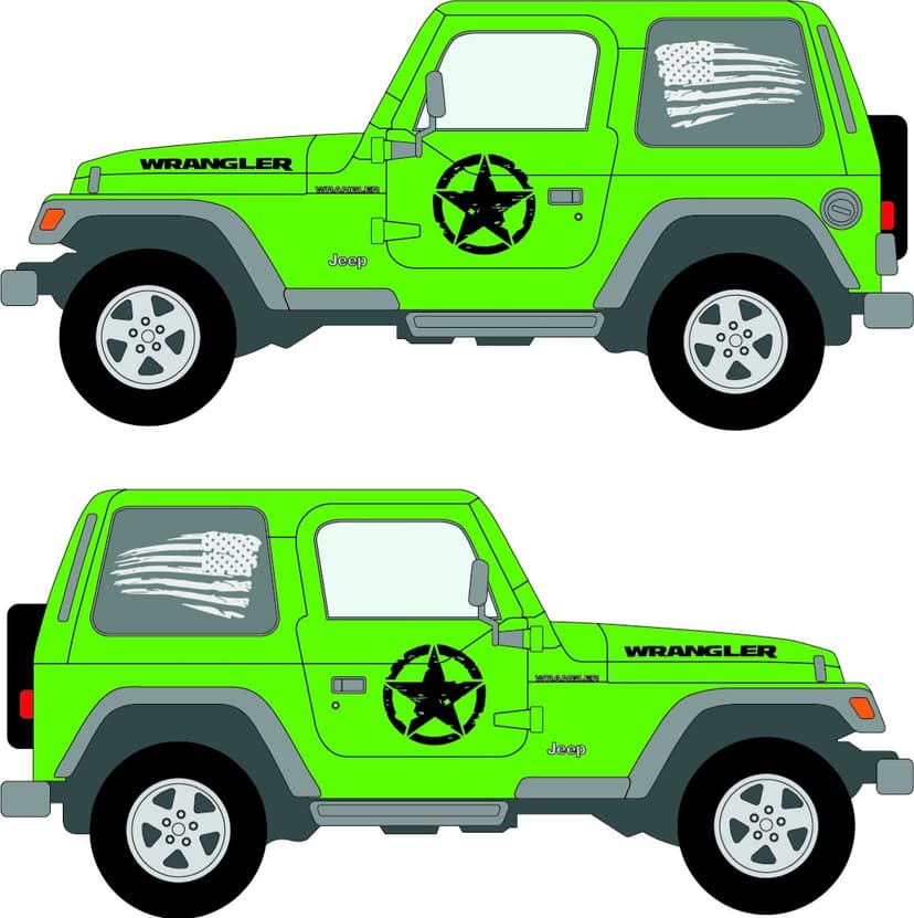 Jeep 4x4 offroad polepy rôzne druhy a veľkosti.