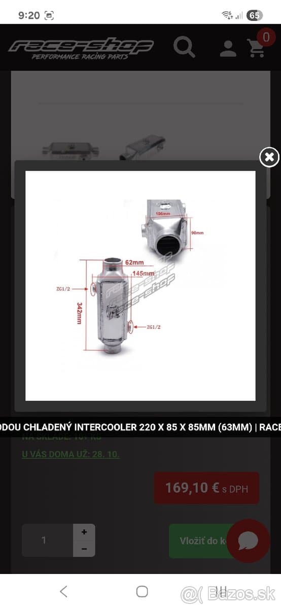 Vodny,vodou chladeny intercooler univerzal