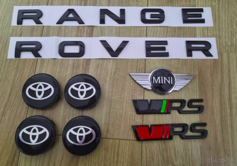 Napis RANGE ROVER, SKODA VRS, MINI COOPER