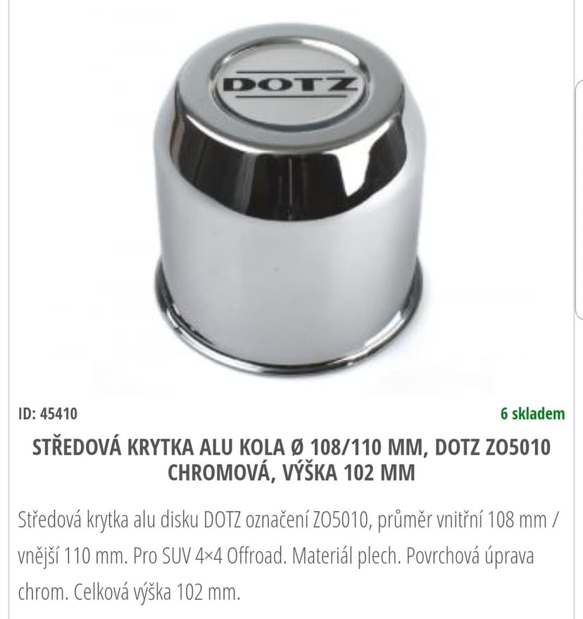 Predám 4x úplne nové chrómove krytky nábojov na SUV ,  OFFRO
