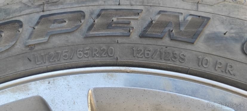 disky R20x9, snímače tlaku, 5x139,7 pneu AT 275/65R20