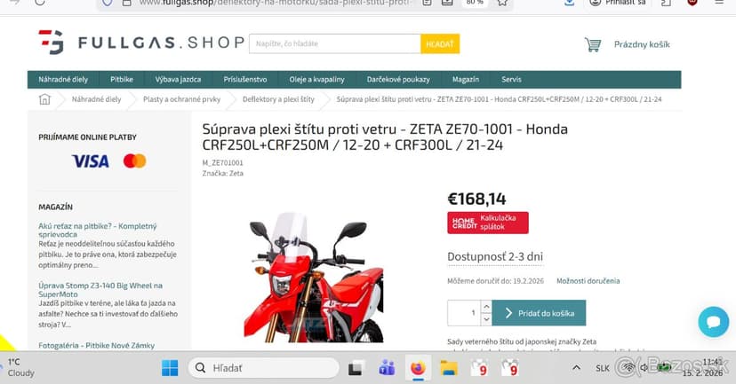 Honda CRF 250L, alebo 300L, plexi štít - držiak navigácie