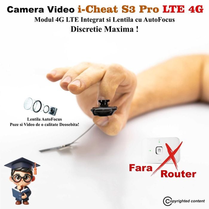 Casca de copiat cu Camera Video FARA Telefon/Router Copiat la BAC 2024