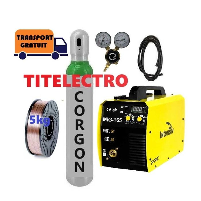 MIG 165 Aparat sudura + butelie 8L PLINA corgon + reductor + sarma