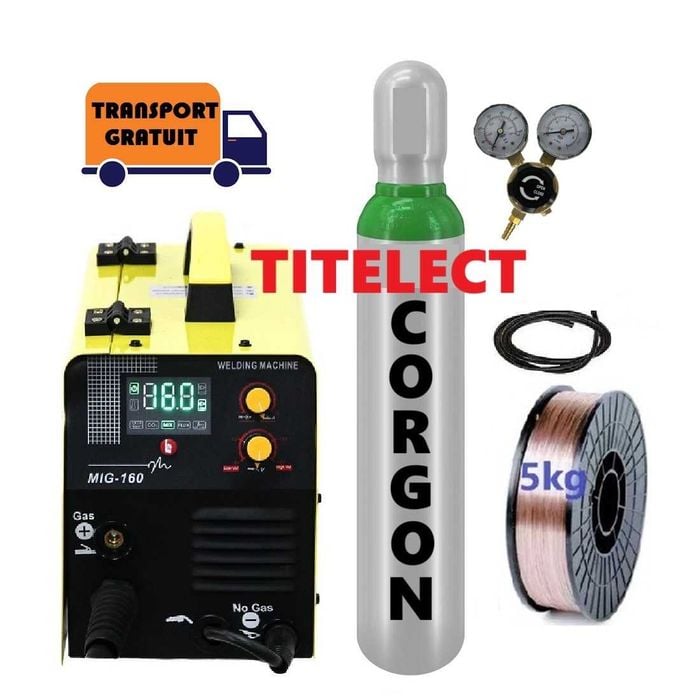 Aparat sudura MIG 160i + butelie 8L plina + reductor + sarma 5kg