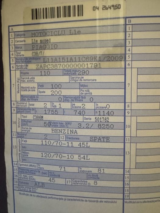 Vand Vespa 50cc  1800 km