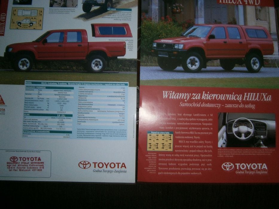 Folder prospekt Toyota Hilux . Wysyłka w cenie