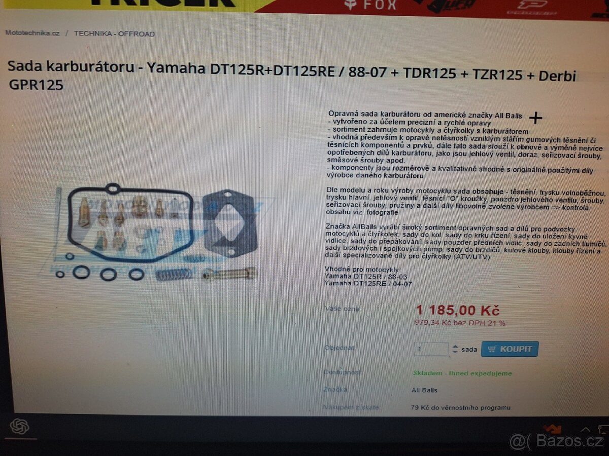 Opravna sada karburatoru DT 125