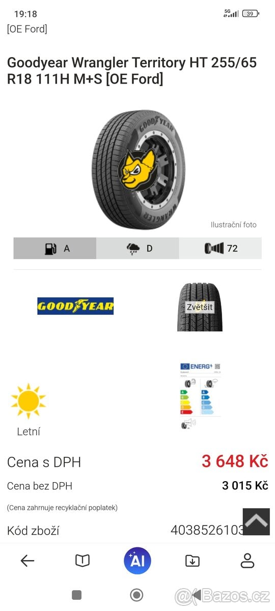 goodyear wrangler territory 255/65r18 111h