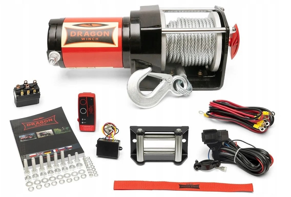 Elektrický ATV naviják 907kg 12V ocelové lano 10m DRAGON WIN
