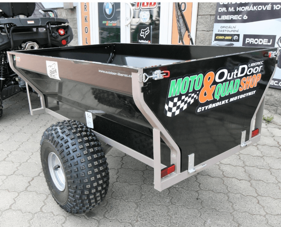 Vozík za čtyřkolku kovový, plechový Shark WOOD 550, černý