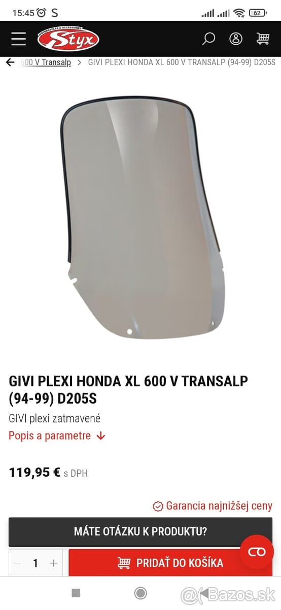 ✴️✴️ Honda transalp -plexi GIVI+deflektor✴️✴️..
